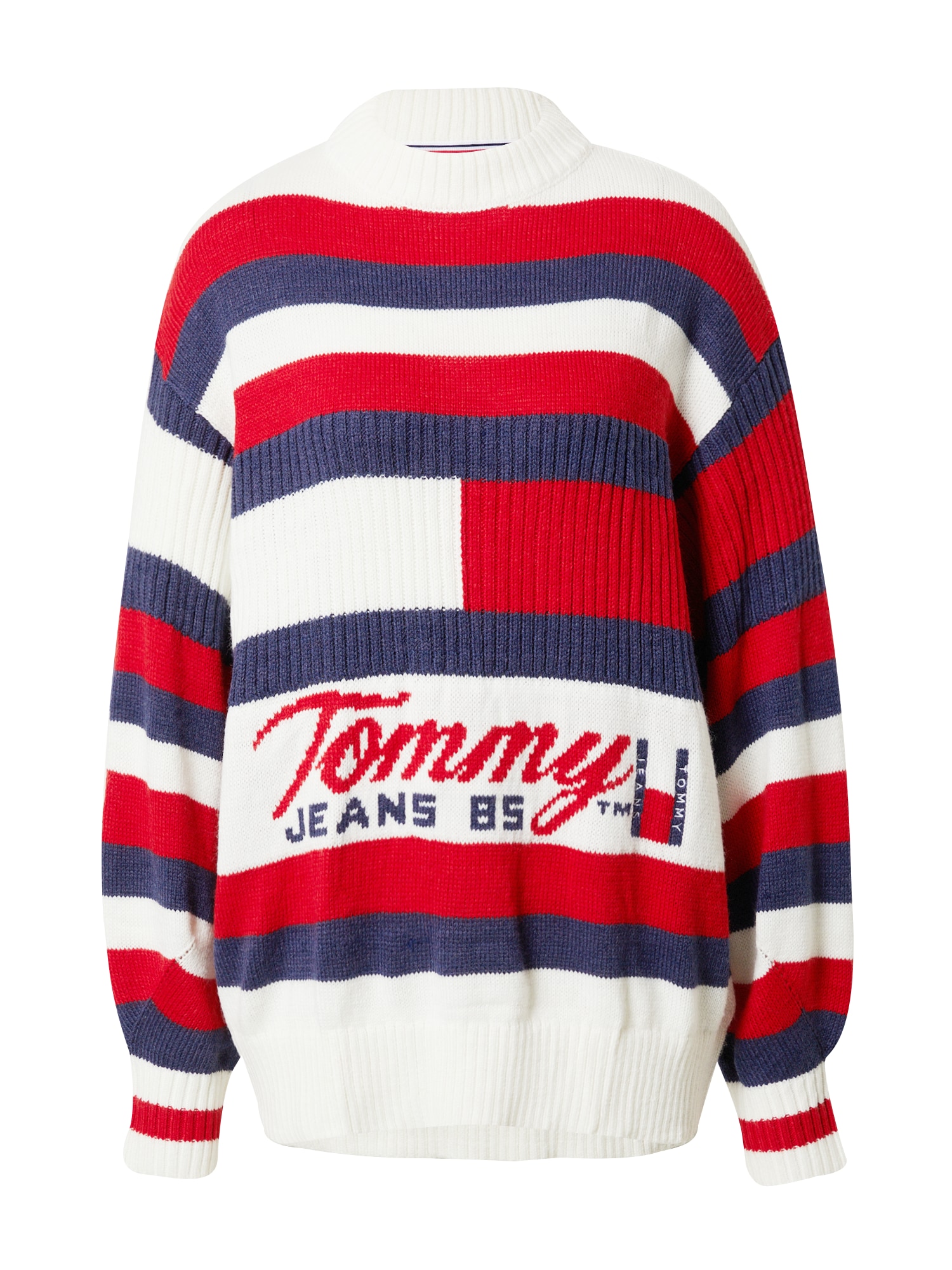 Tommy Jeans Pulover  mornarska / rdeča / bela