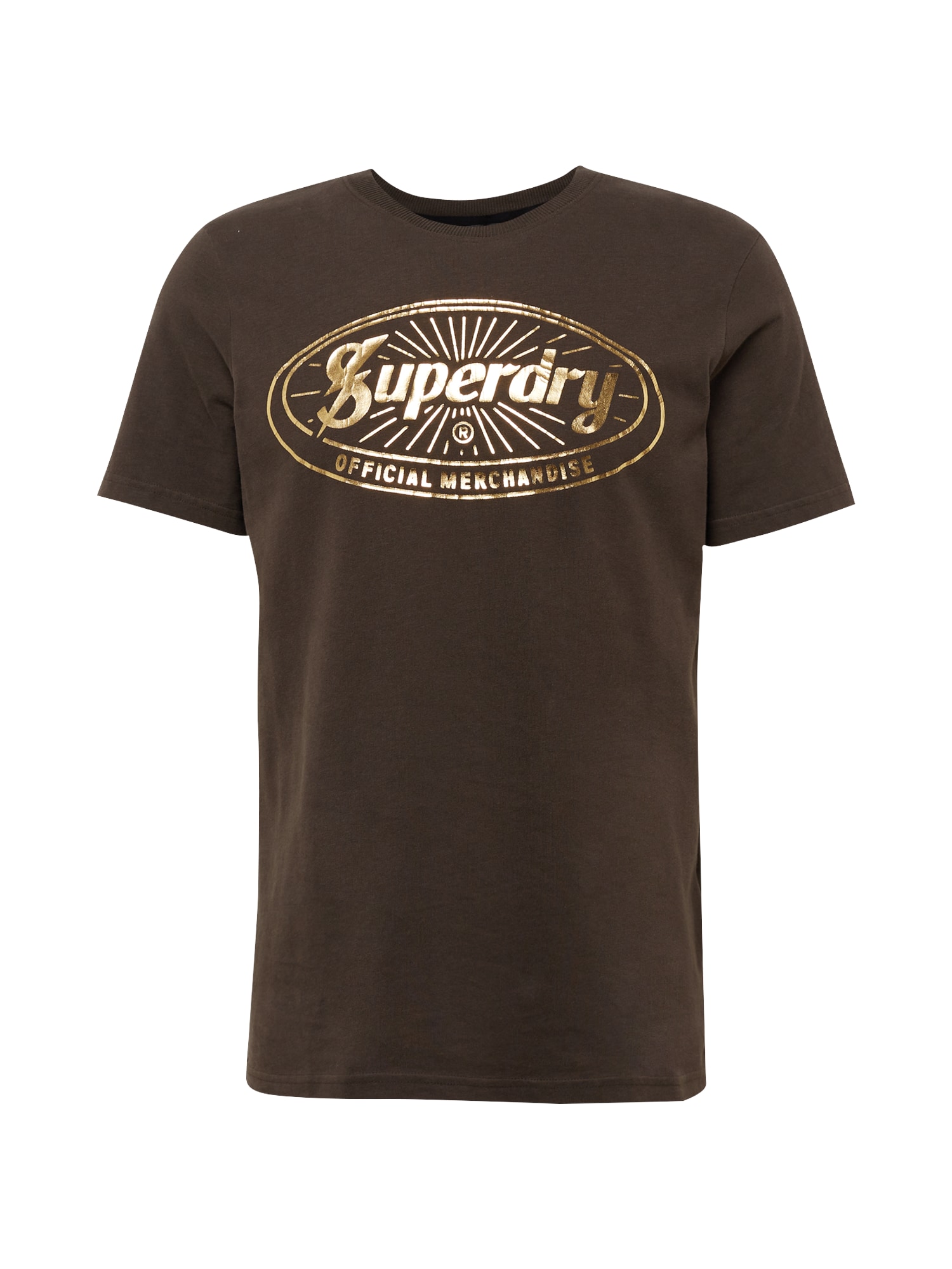 Superdry Majica  temno rjava / zlata