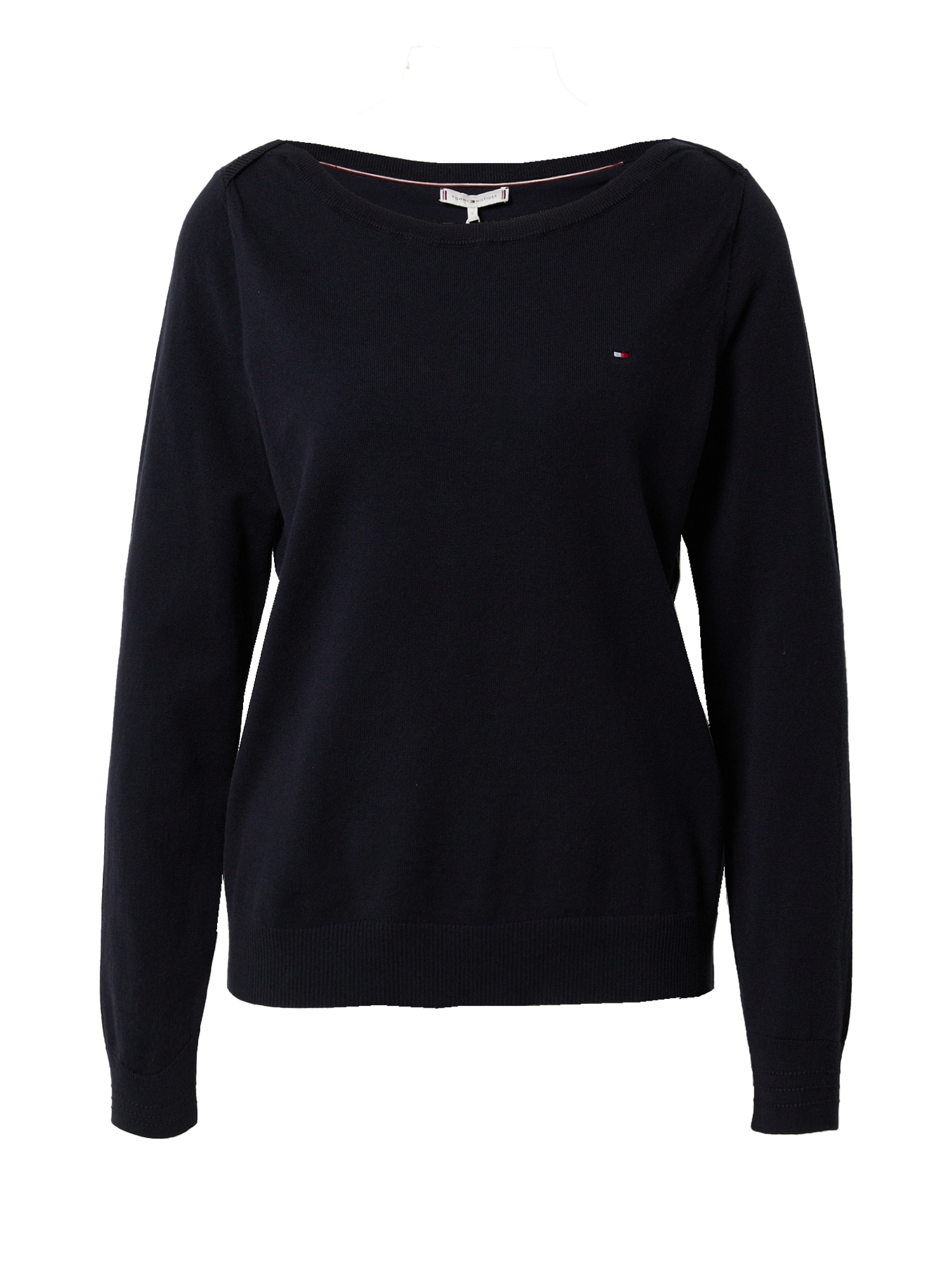 TOMMY HILFIGER Pulover  nočno modra / ognjeno rdeča / bela