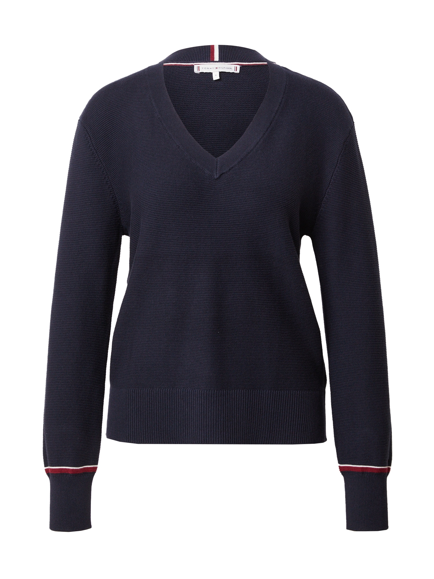 TOMMY HILFIGER Pulover  nočno modra / rdeča / bela