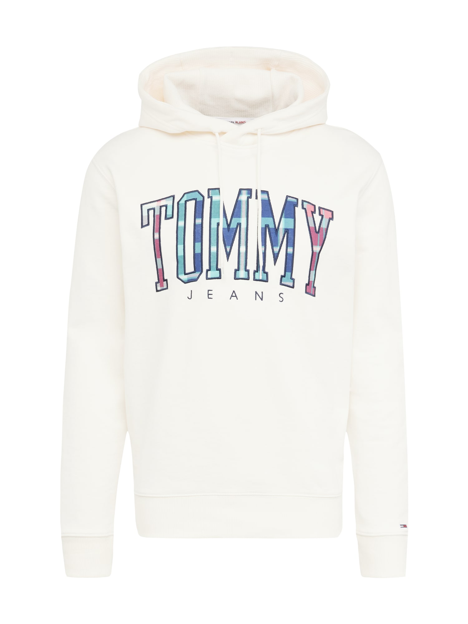 Tommy Jeans Majica 'Tartan'  modra / roza / črna / bela