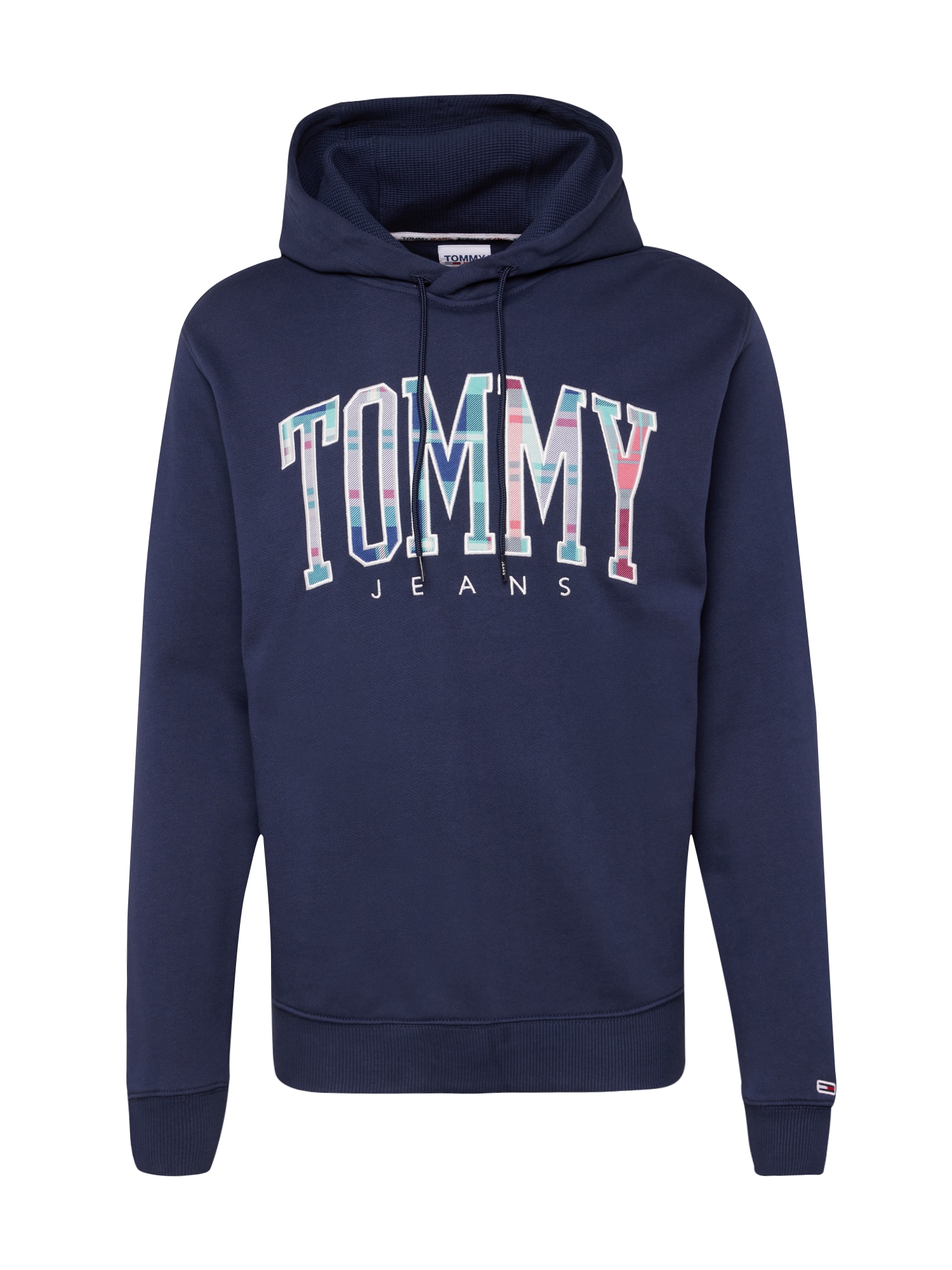 Tommy Jeans Majica 'Tartan'  voda / temno modra / jagoda / bela