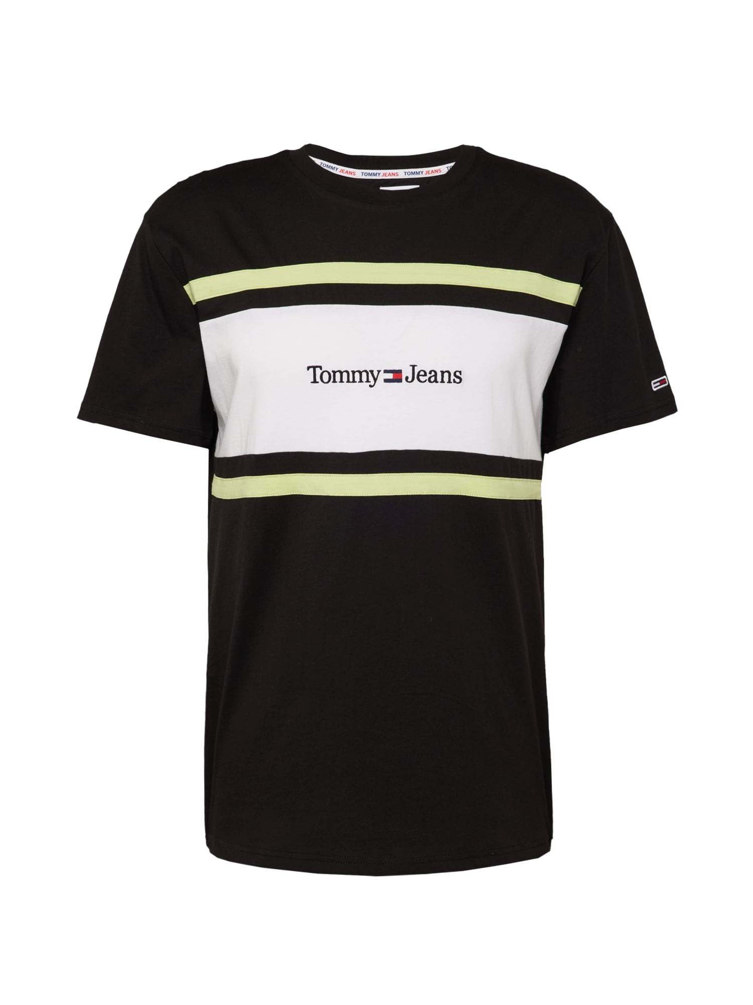 Tommy Jeans Majica  svetlo zelena / rdeča / črna / bela